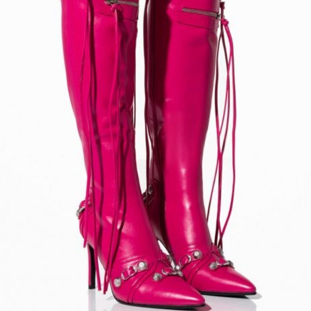 AZALEA WANG " NO STRINGS ATTACHED  "  STILETTO BOOT IN FUCHSIA ( BRAND NEW !! )